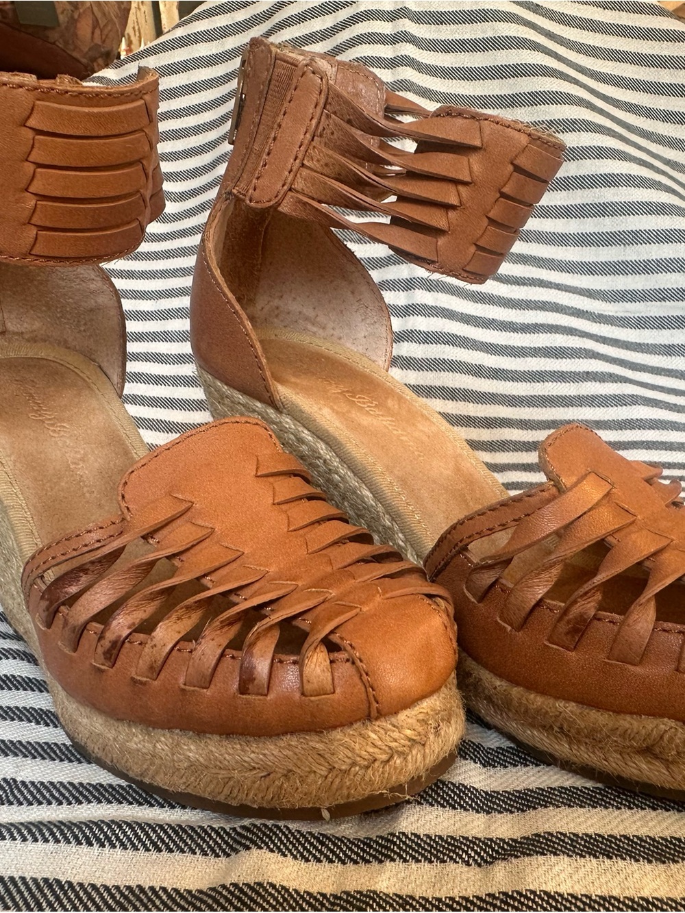 Tommy Bahama Rakona Woven Leather Espadrille Wedge Sandals